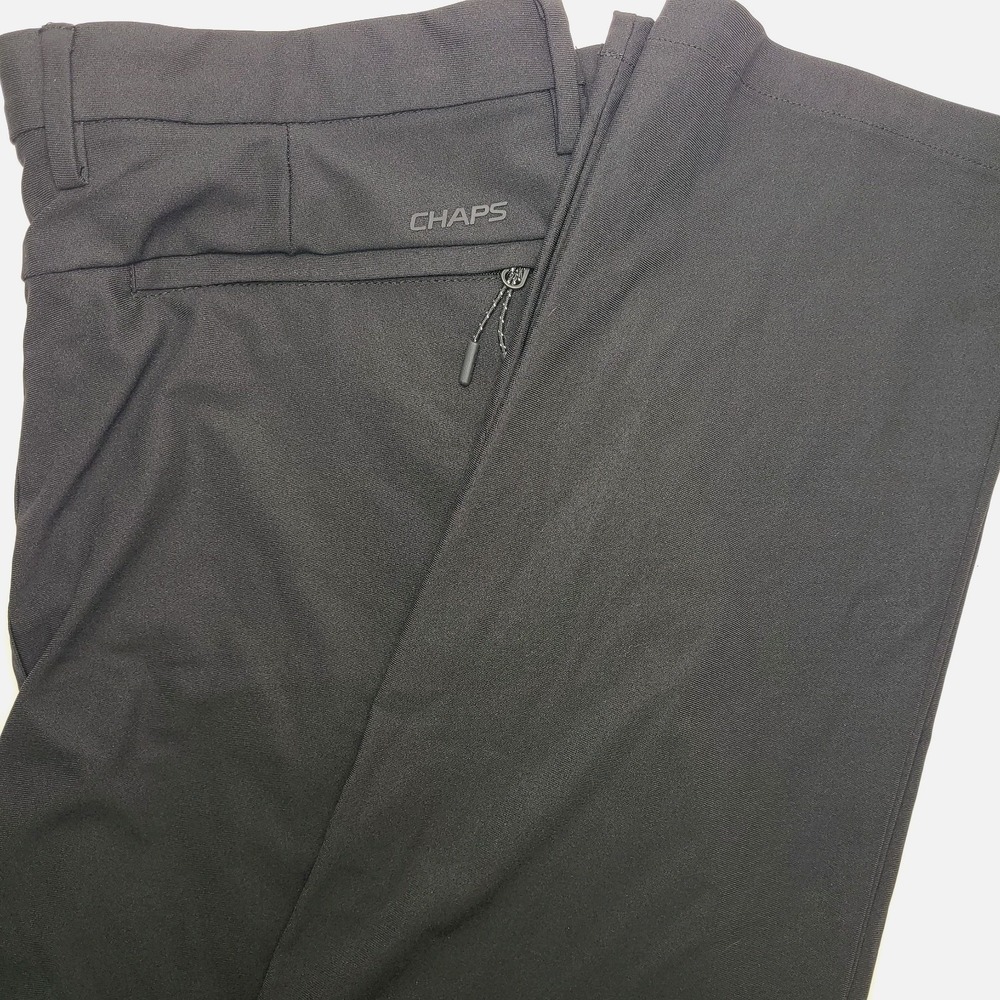 Chaps Golf Pants Mens 34x32 Black Performance Stretch Lightweight Flat Front